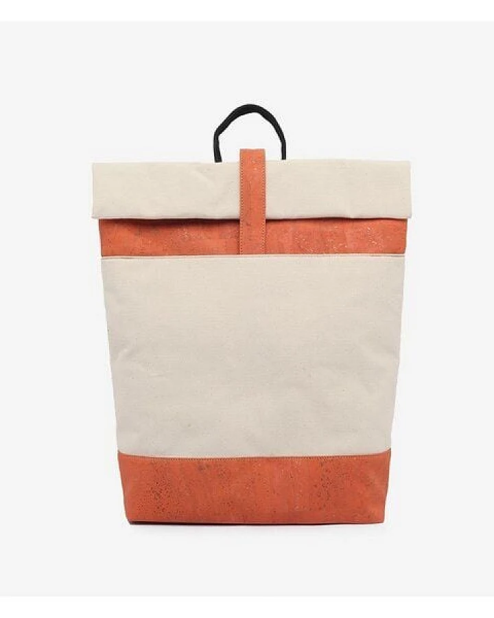 Kork-Deko Weiß-rot Wickelrucksack aus Kork für Freizeit & Business – vegan & wasserabweisend