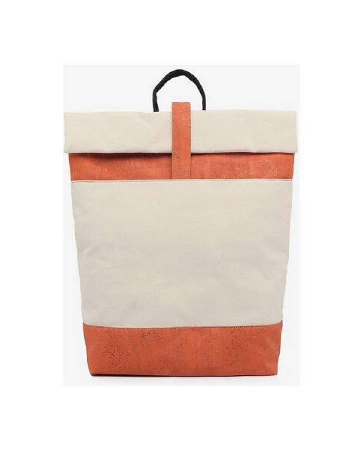 Kork-Deko Weiß-rot Wickelrucksack aus Kork für Freizeit & Business – vegan & wasserabweisend