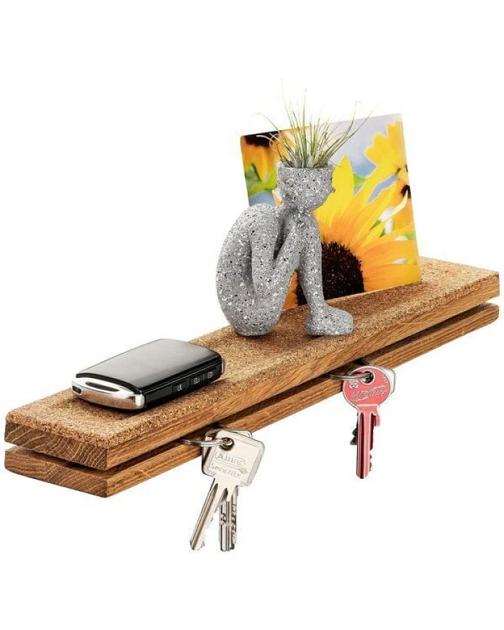 Kork-Deko Schlüsselbrett Holz & Kork mit Ablage – modern, nachhaltig & handgefertigt