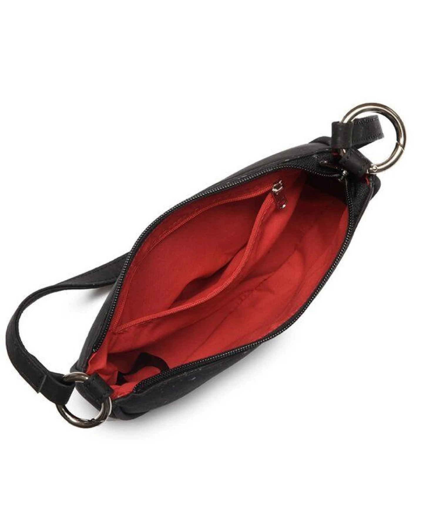 Kork-Deko Schwarze Kork-Schultertasche Damen – vegan, kompakt & mit Reißverschluss – Ansicht 2