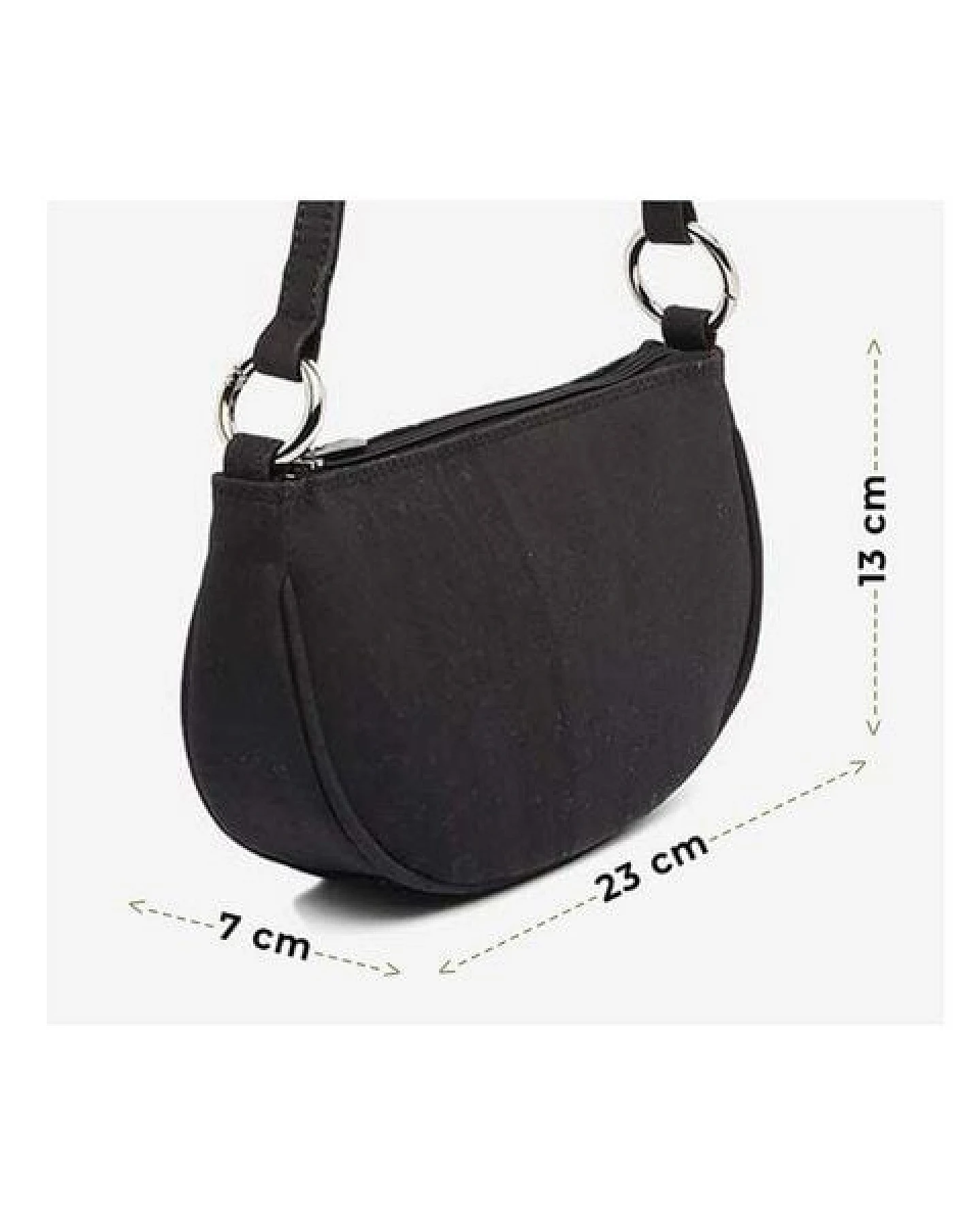 Kork-Deko Schwarze Kork-Schultertasche Damen – vegan, kompakt & mit Reißverschluss – Ansicht 4