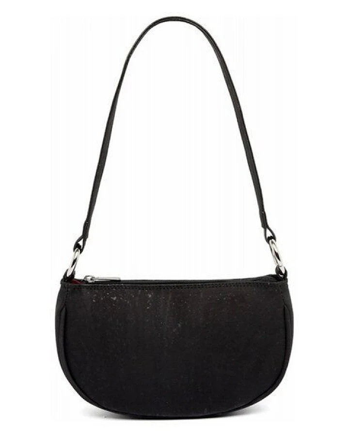 Kork-Deko Schwarze Kork-Schultertasche Damen – vegan, kompakt & mit Reißverschluss