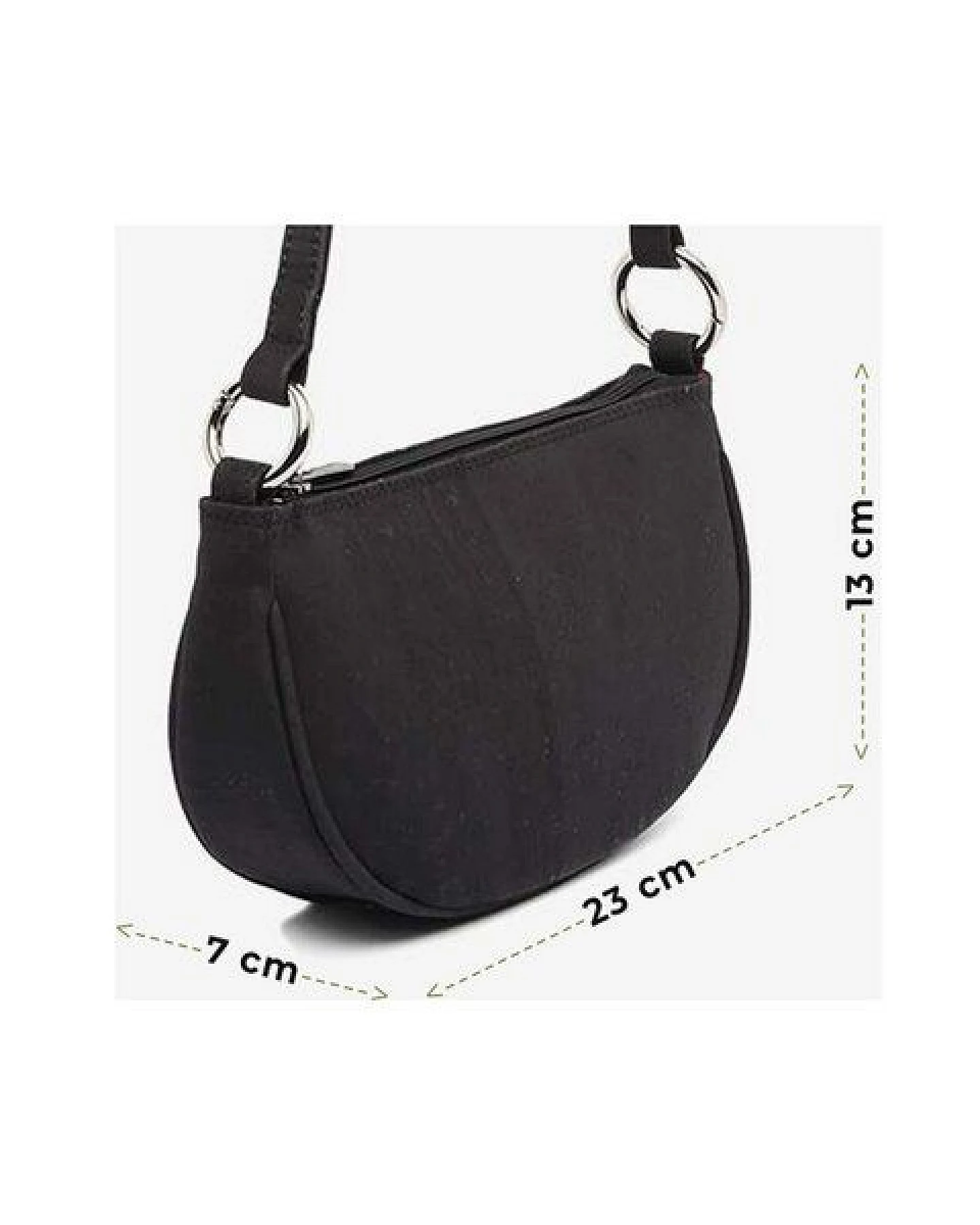 Kork-Deko Schwarze Kork-Schultertasche Damen – vegan, kompakt & mit Reißverschluss – Ansicht 2