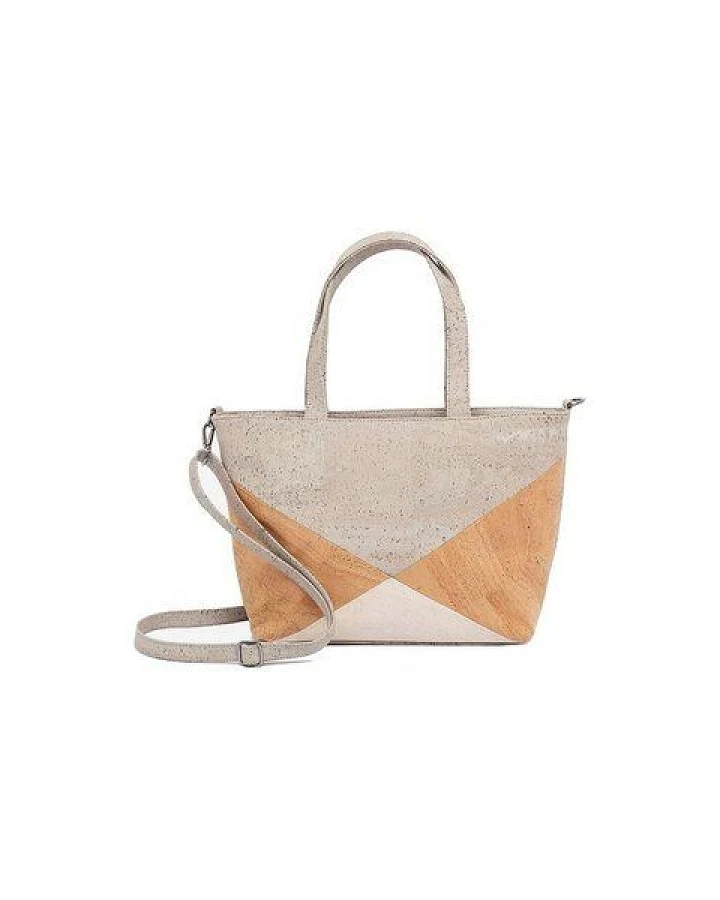 Kork-Deko Großer Kork-Shopper grau/beige/weiß – vegan, geräumig & handgefertigt