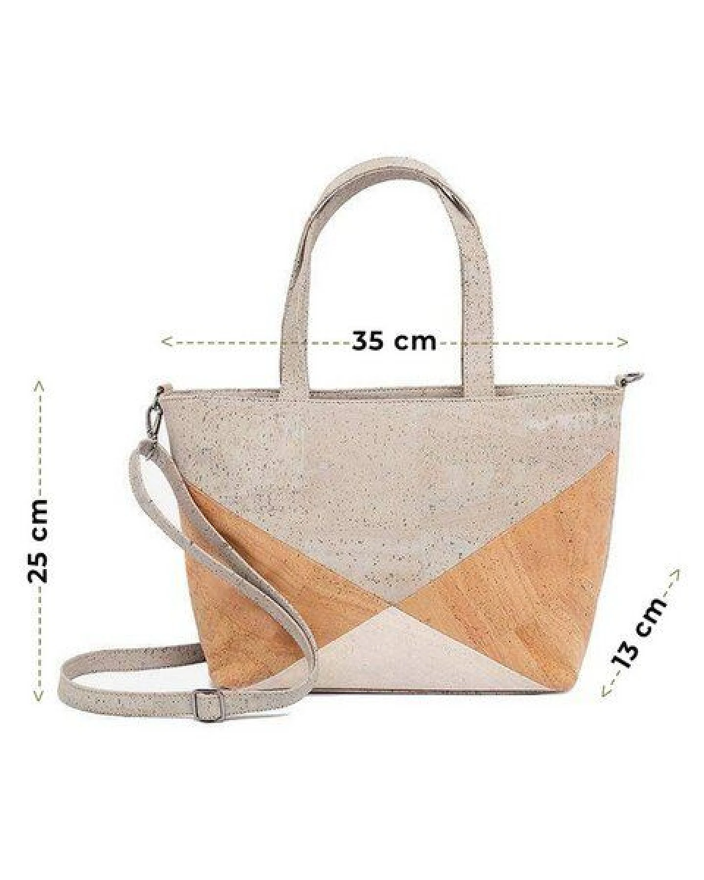Kork-Deko Großer Kork-Shopper grau/beige/weiß – vegan, geräumig & handgefertigt – Ansicht 2