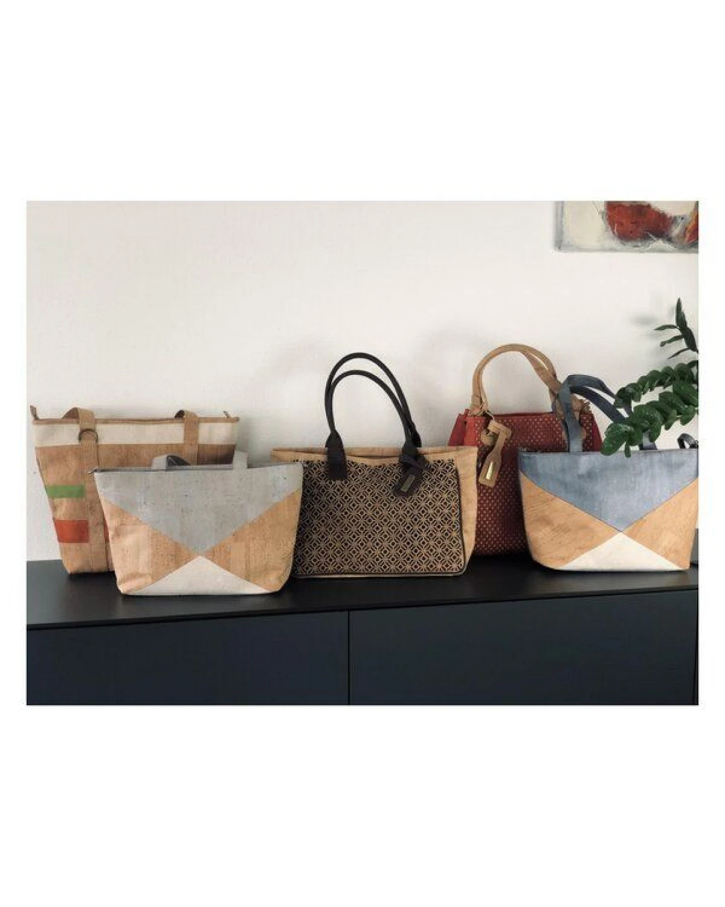Kork-Deko Großer Kork-Shopper grau/beige/weiß – vegan, geräumig & handgefertigt – Ansicht 4