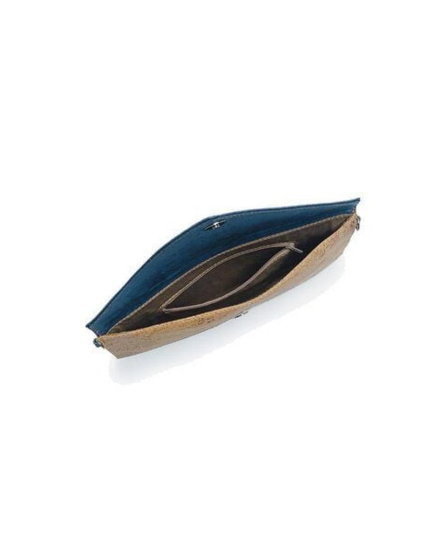 Kork-Deko Moderne Pochette-Clutch marineblau/beige/weiß – vegan, klein & handgefertigt – Ansicht 3