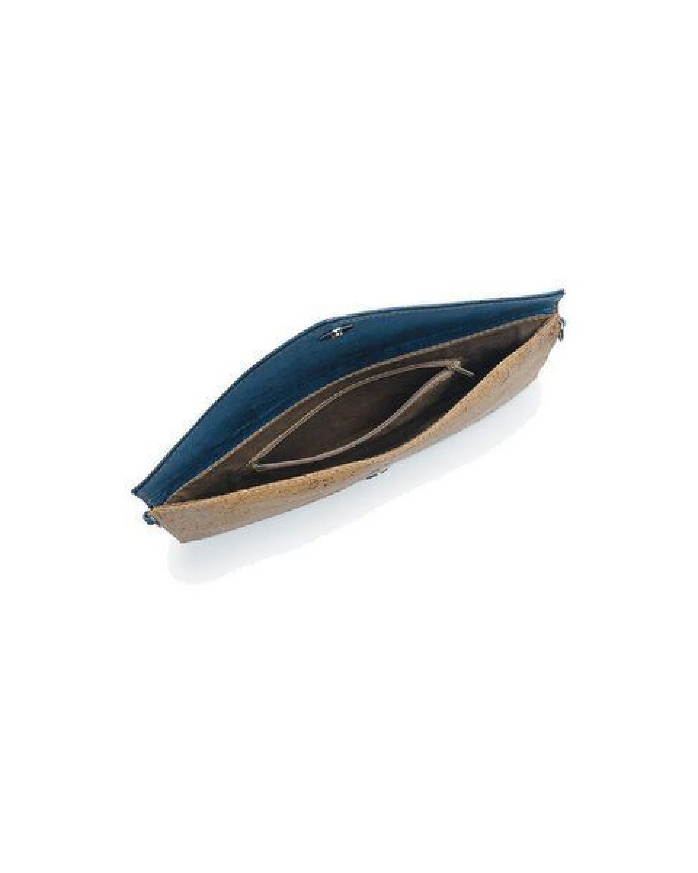 Kork-Deko Moderne Pochette-Clutch marineblau/beige/weiß – vegan, klein & handgefertigt – Ansicht 3