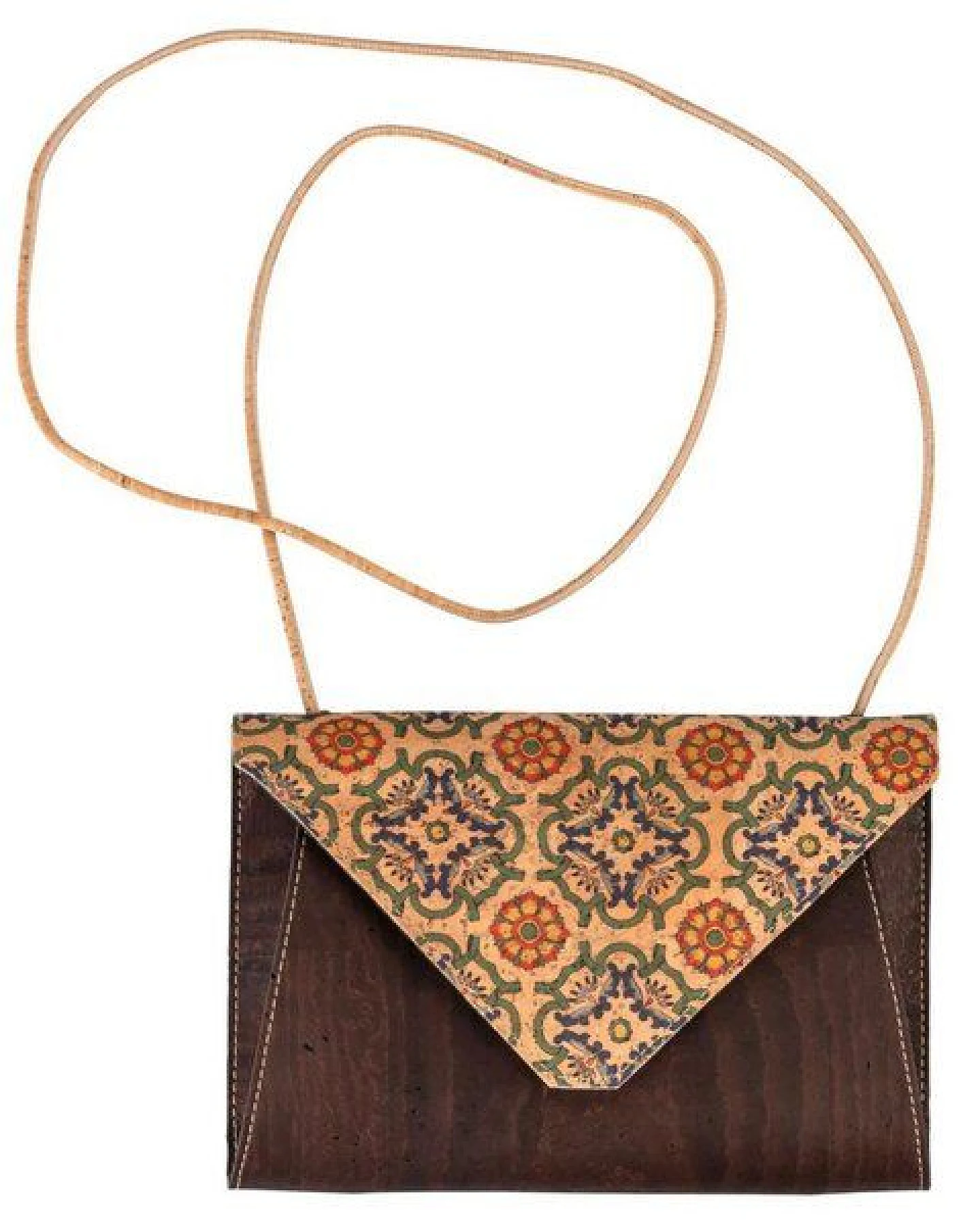 Kork-Deko Kleine braune Kork-Clutch – vegan, mit Magnetverschluss & Reißfachtasche – Ansicht 2