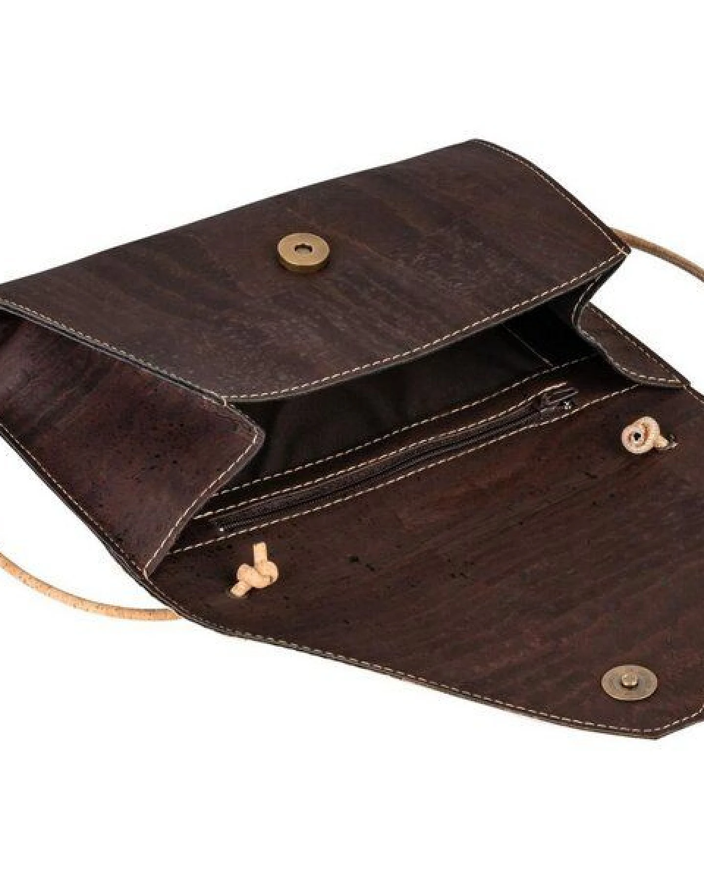 Kork-Deko Kleine braune Kork-Clutch – vegan, mit Magnetverschluss & Reißfachtasche – Ansicht 3
