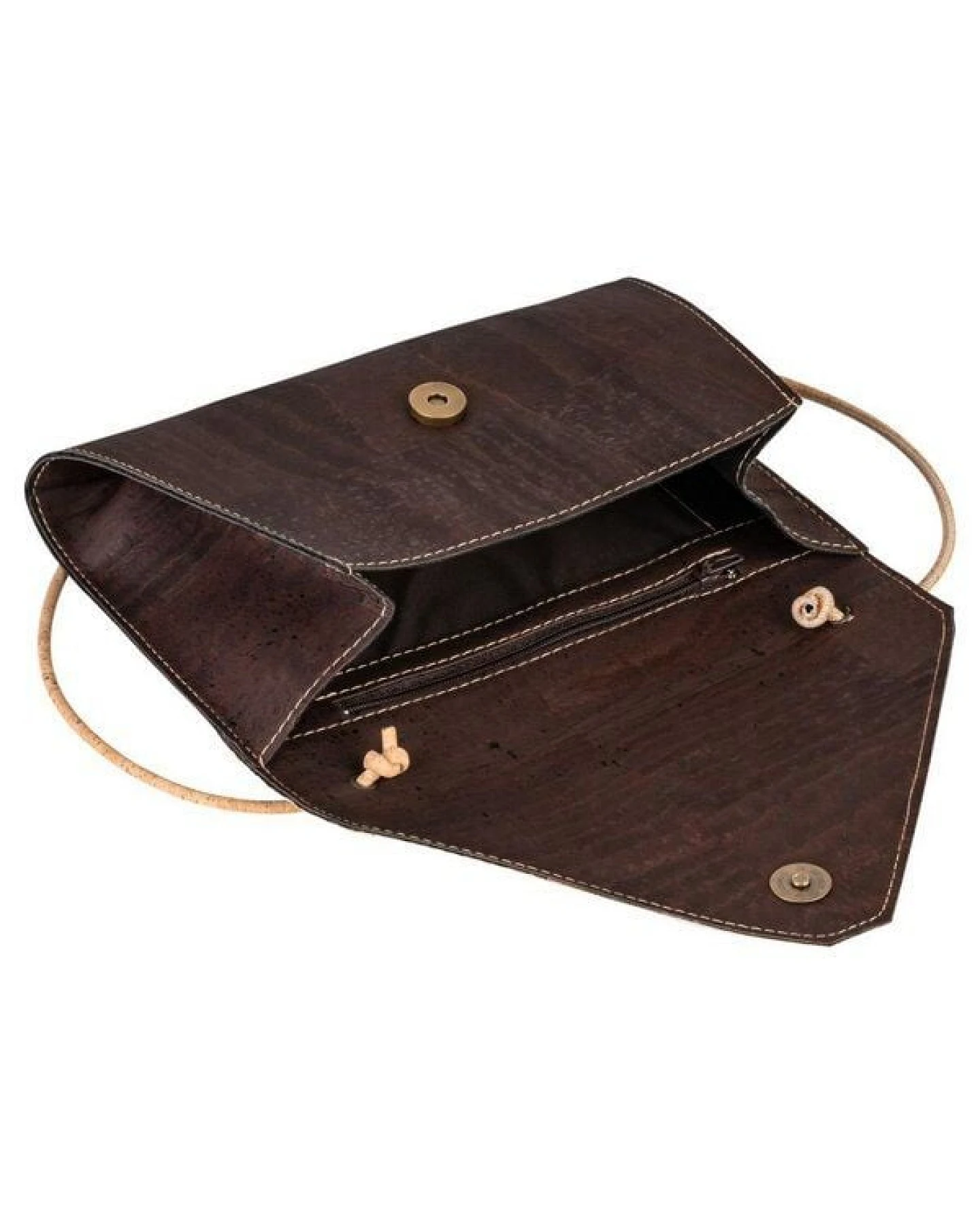 Kork-Deko Kleine braune Kork-Clutch – vegan, mit Magnetverschluss & Reißfachtasche – Ansicht 3