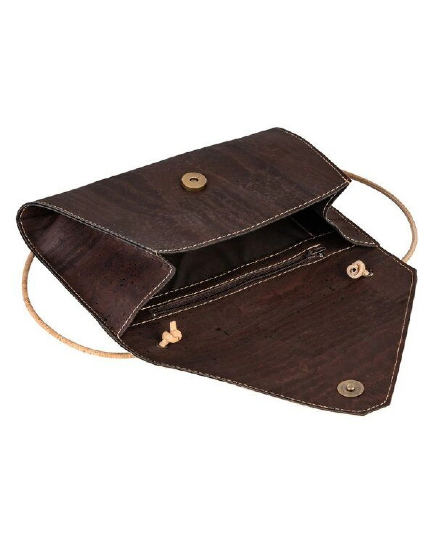 Kork-Deko Kleine braune Kork-Clutch – vegan, mit Magnetverschluss & Reißfachtasche – Ansicht 4