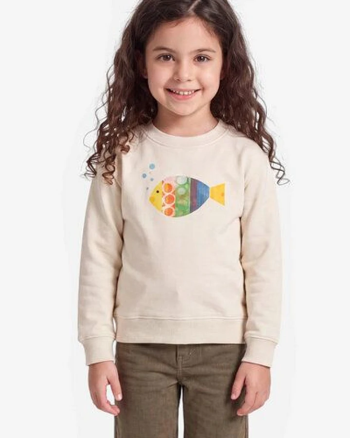 MELAdi Kinder Sweater aus Biobaumwolle - Fisch auf Natural Raw