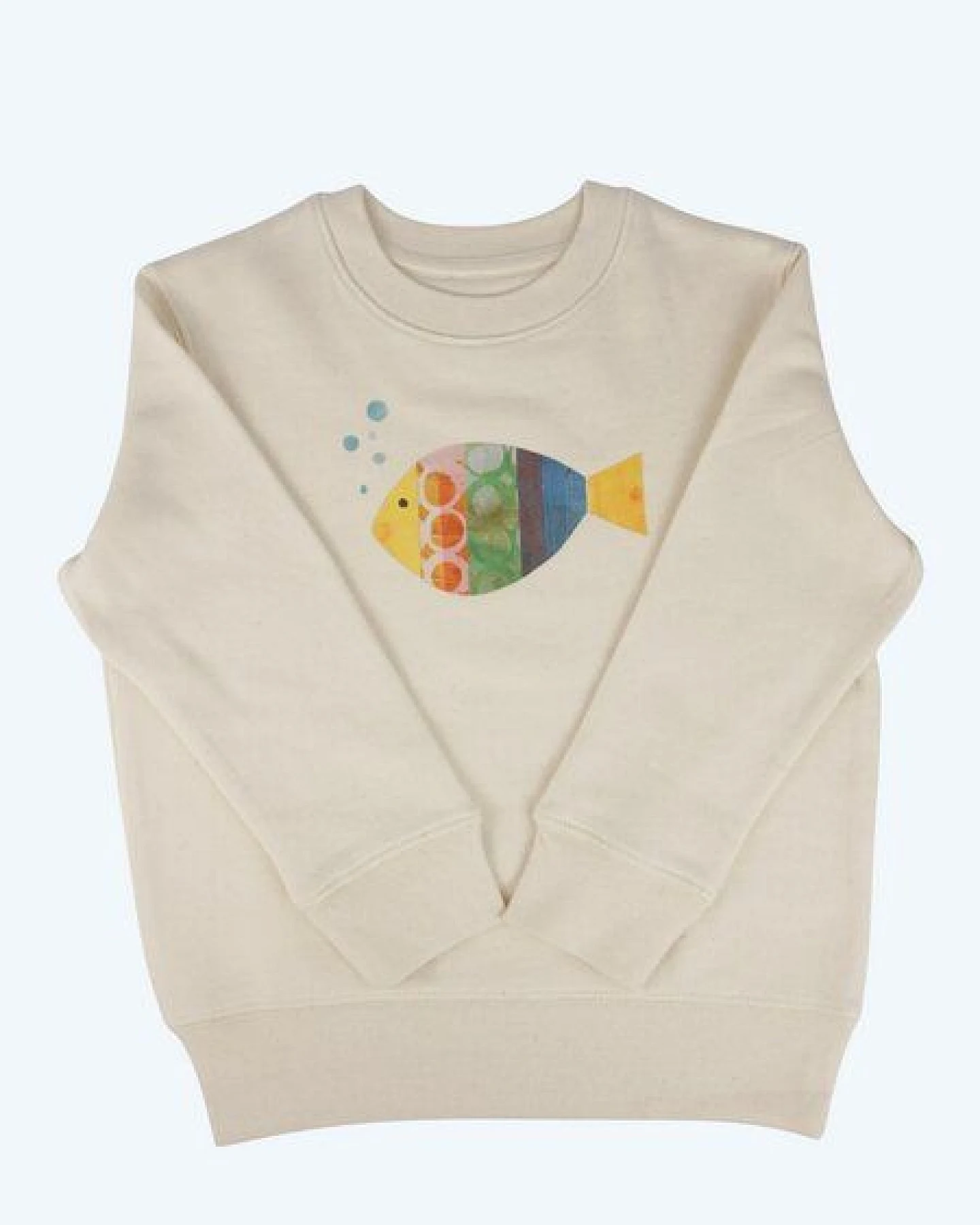 MELAdi Kinder Sweater aus Biobaumwolle - Fisch auf Natural Raw – Ansicht 2