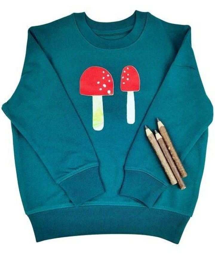 Meladi Kinder Sweater aus Biobaumwolle - Plize auf Forrest Green