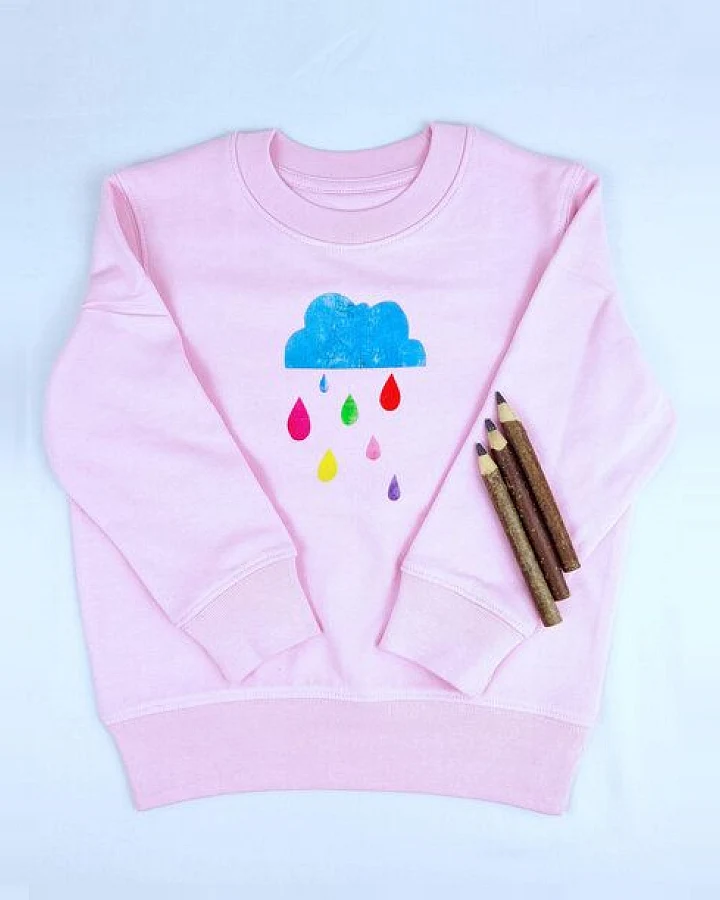 Meladi Kinder Sweater aus Biobaumwolle - Regenwolke auf Pink