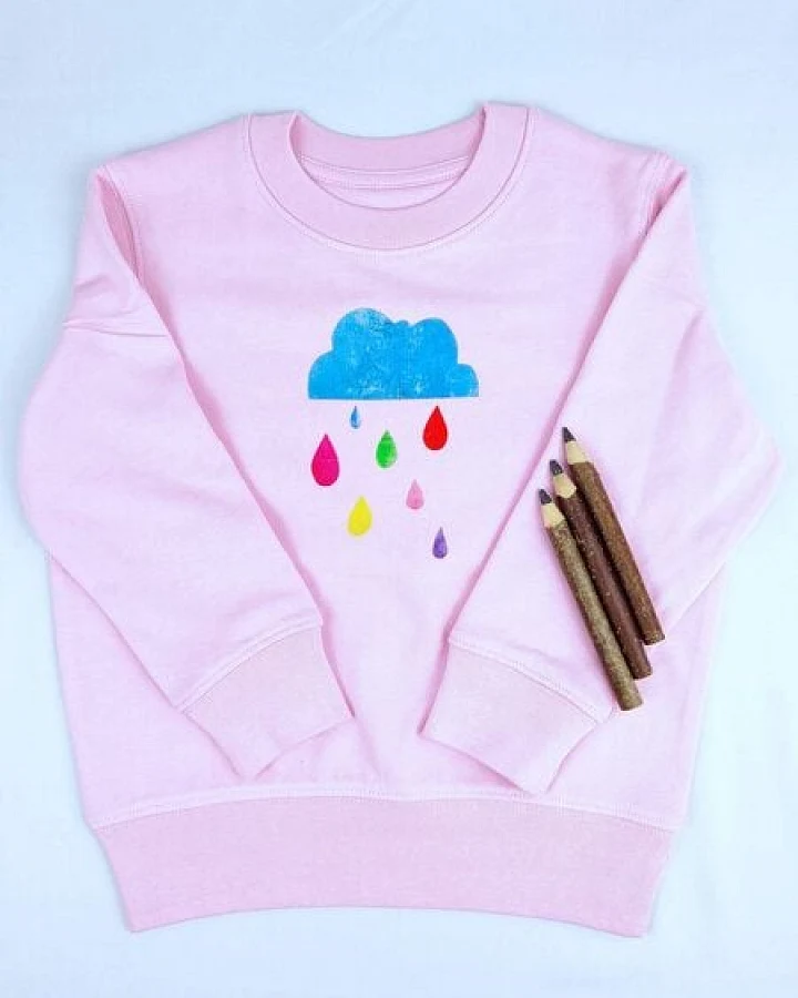 Meladi Kinder Sweater aus Biobaumwolle - Regenwolke auf Pink