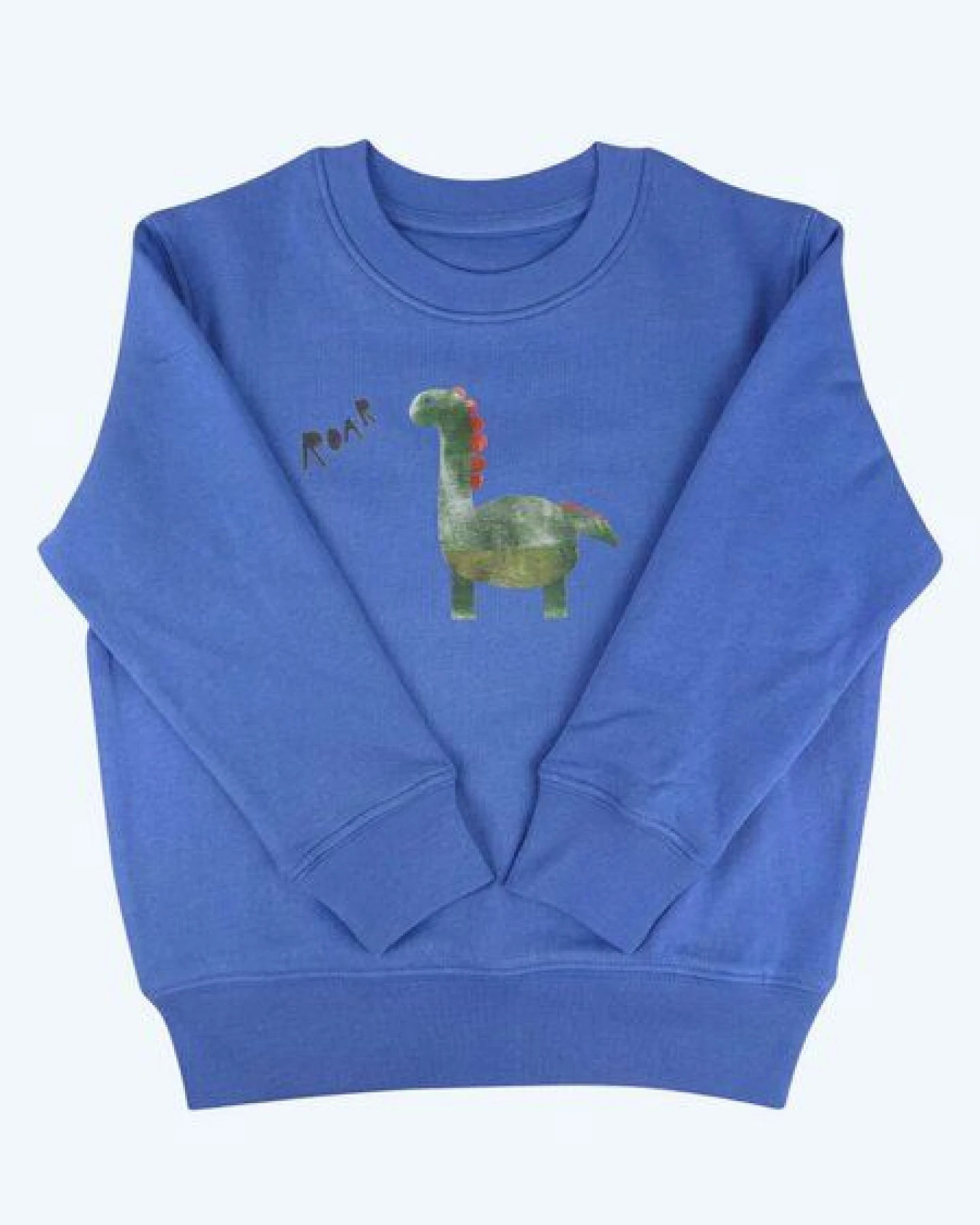 MELAdi Kinder Sweater aus Biobaumwolle - Dino auf Aqua Blue – Ansicht 3