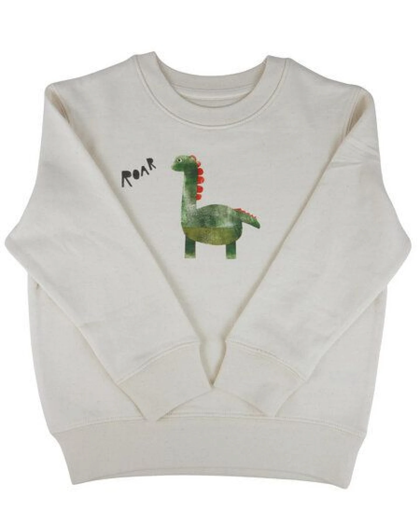 Meladi Kinder Sweater aus Biobaumwolle - Dino auf Natural Raw – Ansicht 3