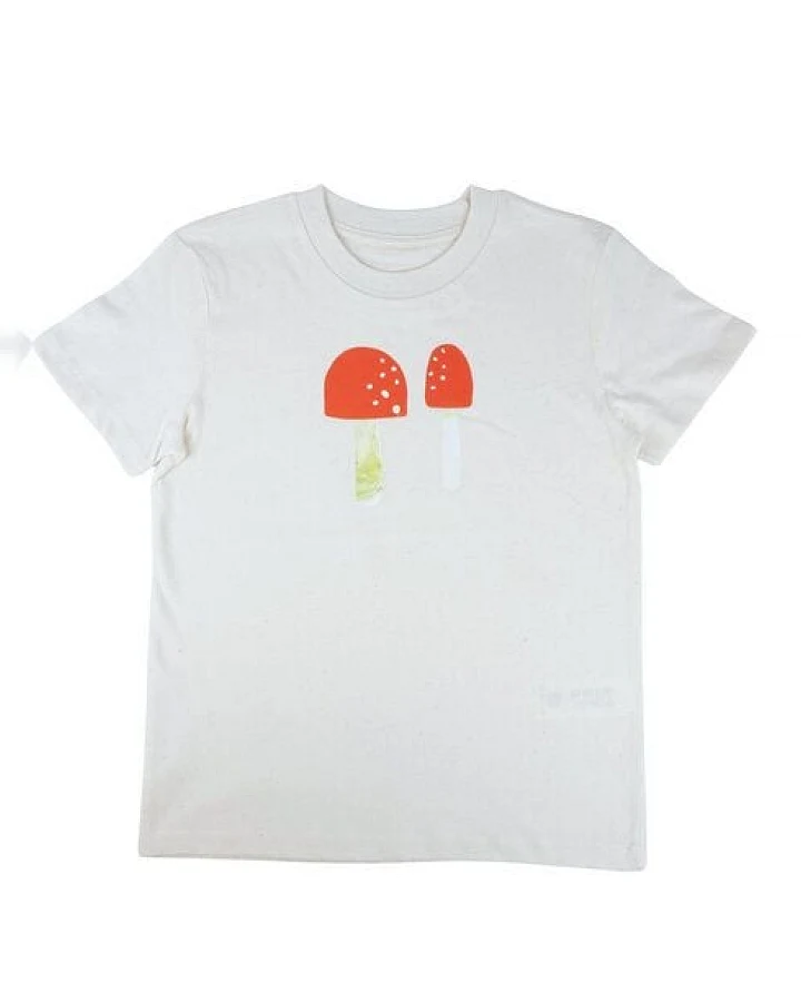 Meladi Kinder Shirt aus Biobaumwolle - Pilze auf Natural Raw