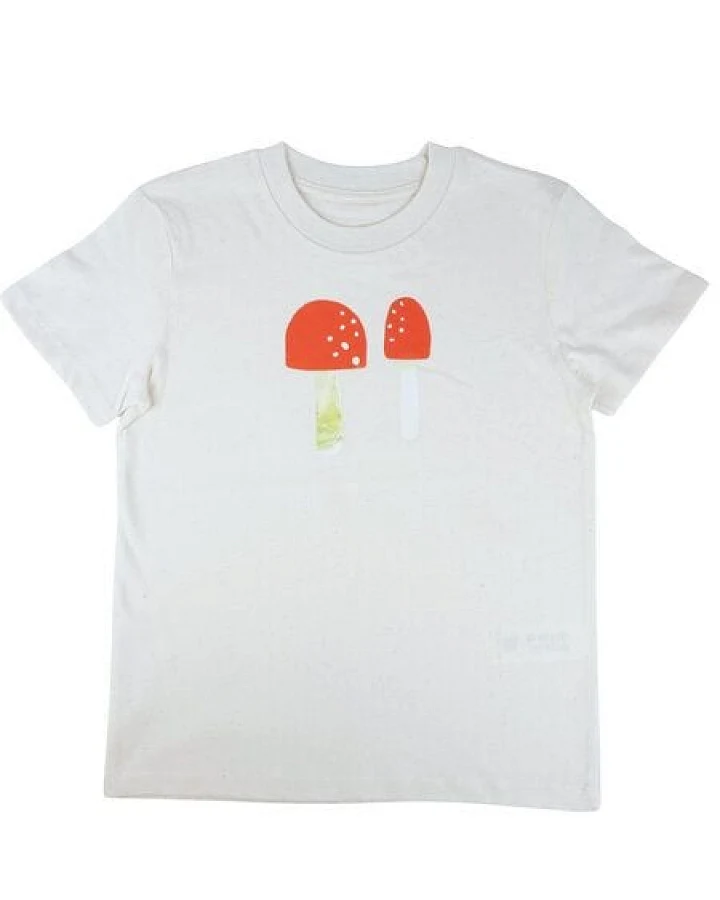 Meladi Kinder Shirt aus Biobaumwolle - Pilze auf Natural Raw