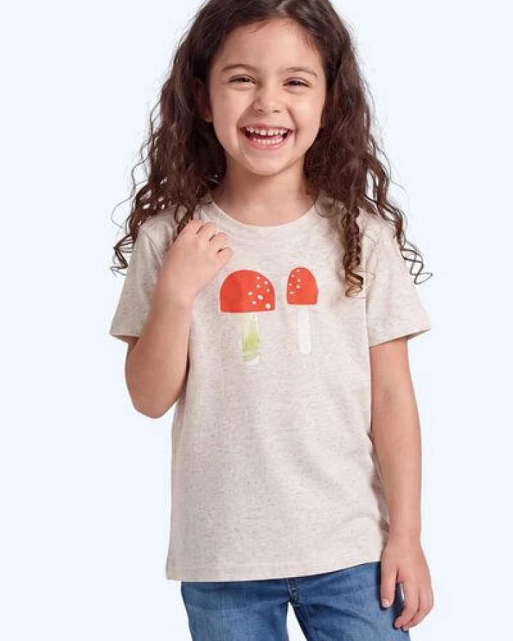 MELAdi Kinder Shirt aus Biobaumwolle - Pilze auf Natural Raw