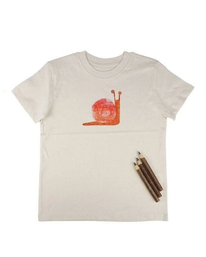 Meladi Kinder Shirt aus Biobaumwolle - Schnecke auf Natural Raw
