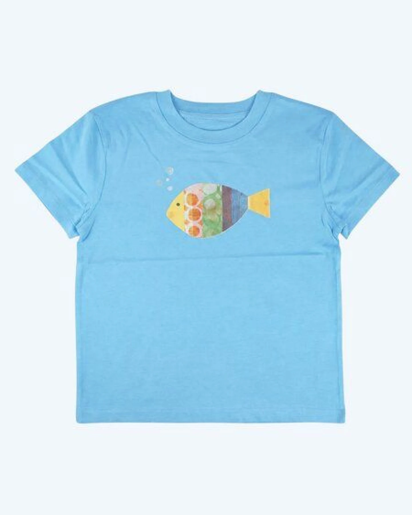 MELAdi Kinder Shirt aus Biobaumwolle - Fisch auf Aqua Blue – Ansicht 2