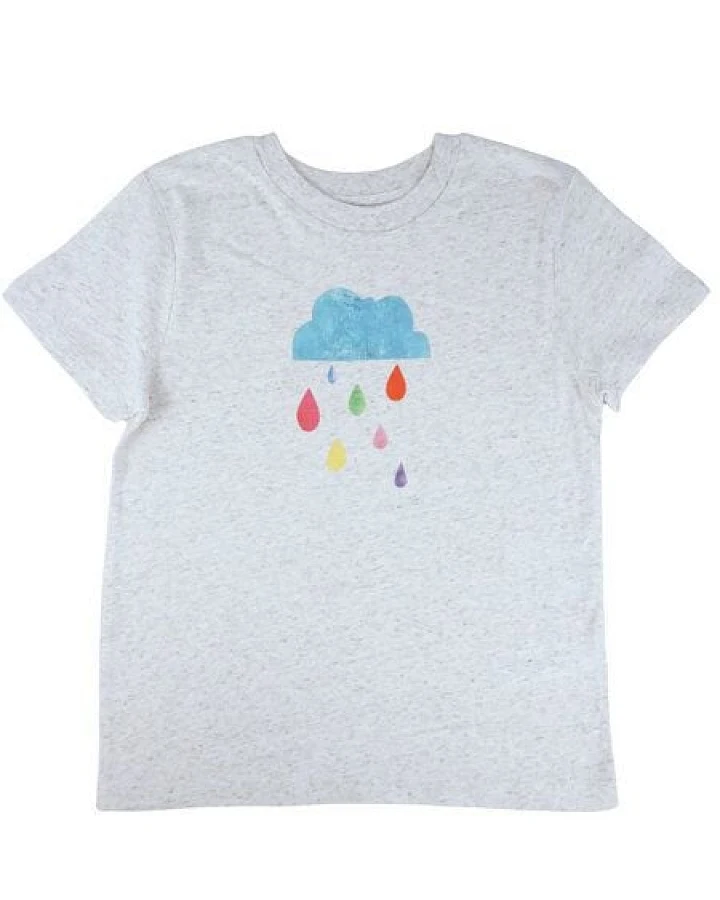 Meladi Kinder Shirt aus Biobaumwolle - Regenwolke auf Eco Heather
