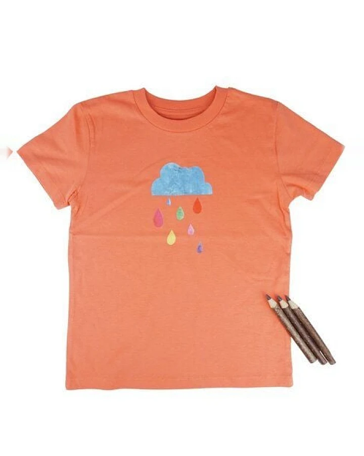 Meladi Kinder Shirt aus Biobaumwolle - Regenwolke auf Orange
