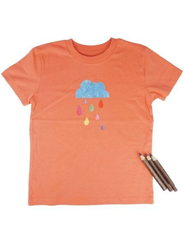 Meladi Kinder Shirt aus Biobaumwolle - Regenwolke auf Orange