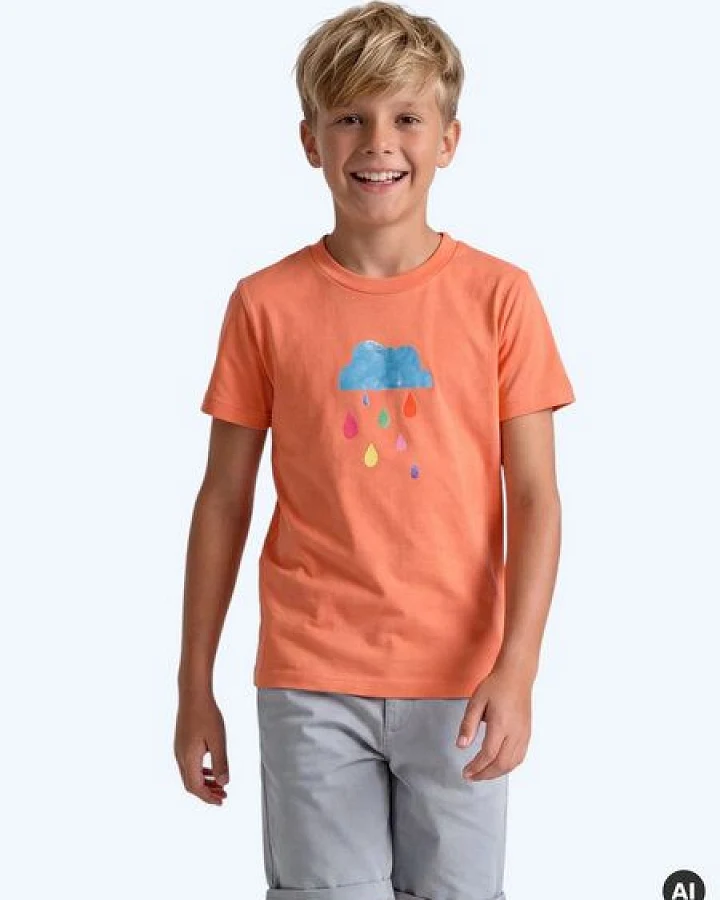 MELAdi Kinder Shirt aus Biobaumwolle - Regenwolke auf Orange