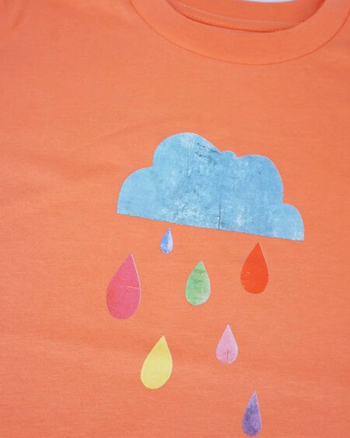 MELAdi Kinder Shirt aus Biobaumwolle - Regenwolke auf Orange – Ansicht 3