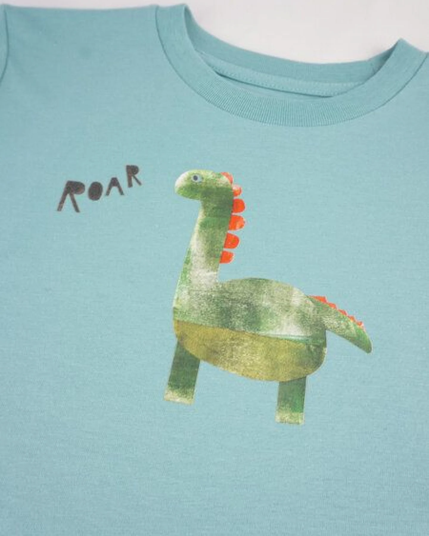 MELAdi Kinder Shirt aus Biobaumwolle - Dino auf Türkis – Ansicht 3