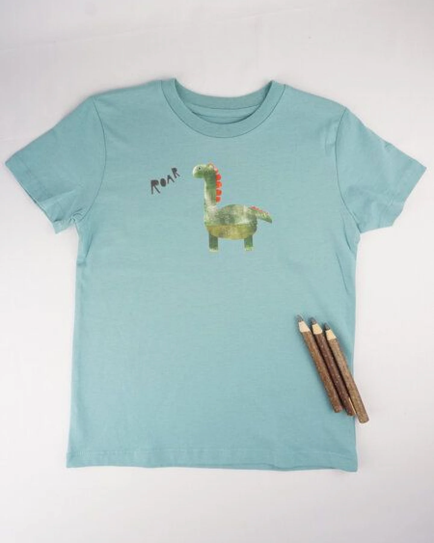 MELAdi Kinder Shirt aus Biobaumwolle - Dino auf Türkis – Ansicht 4