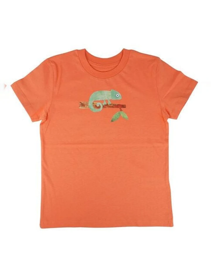 Meladi Kinder Shirt aus Biobaumwolle - Chamäleon auf Orange