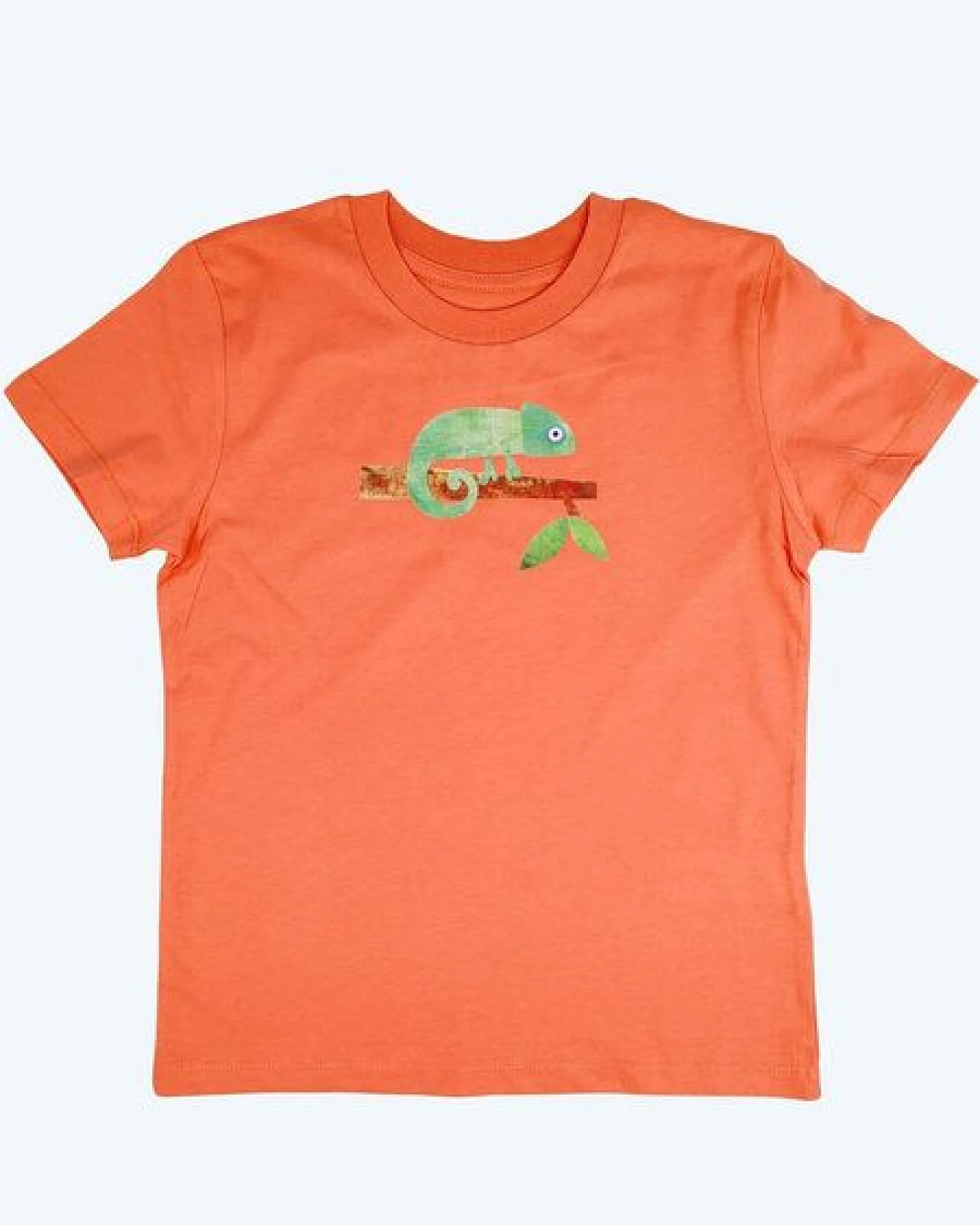MELAdi Kinder Shirt aus Biobaumwolle - Chamäleon auf Orange – Ansicht 2