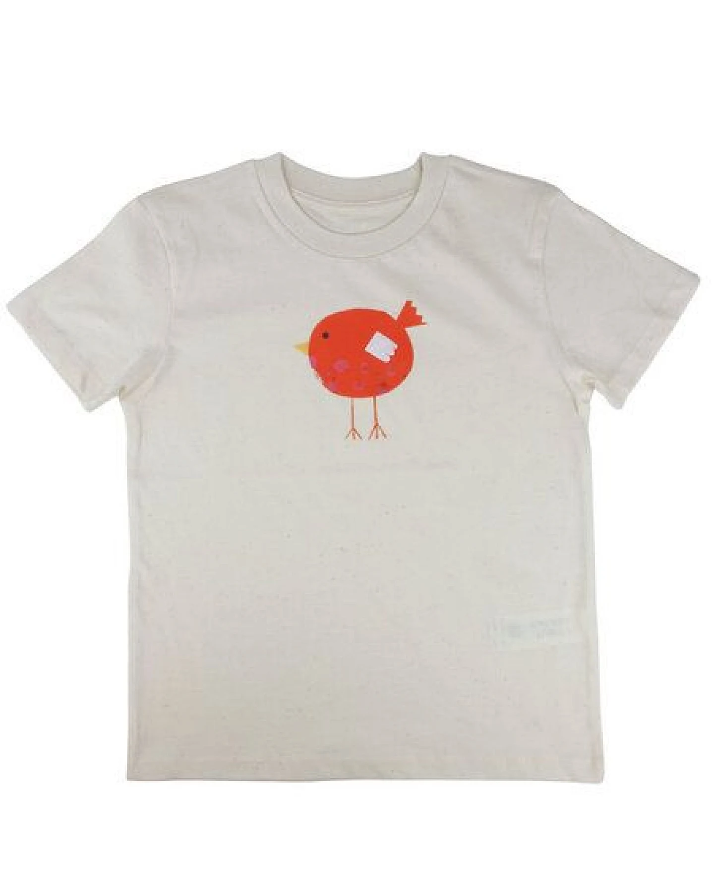 Meladi Kinder Shirt aus Biobaumwolle - Roter Vogel auf Natural Raw – Ansicht 3