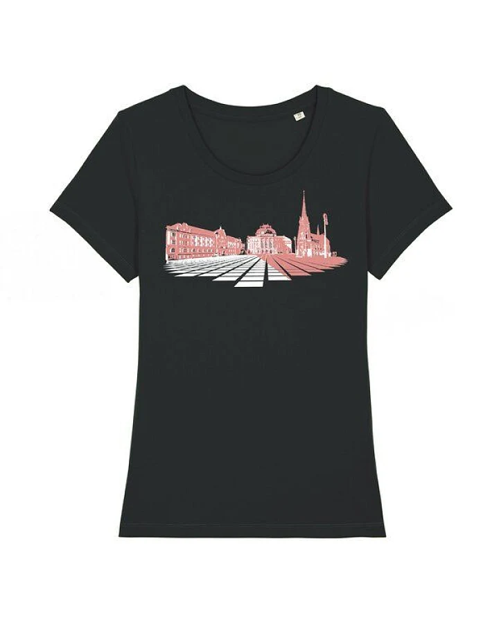 Spangeltangel Damen T-Shirt „Opernplatz“, für Frauen, Stadt, bedruckt, Biobaumwolle