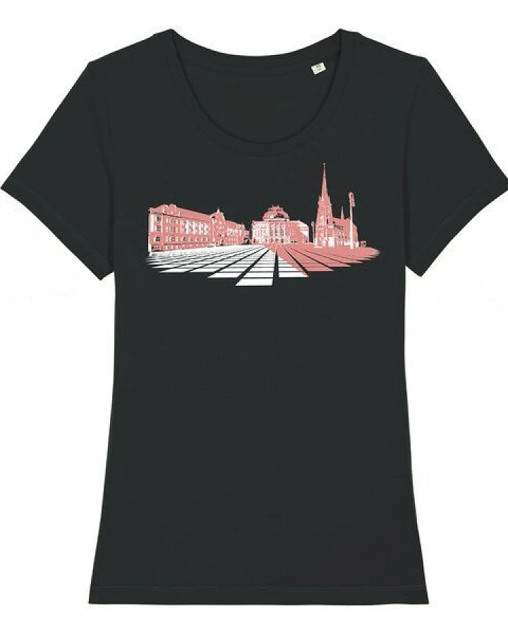 Spangeltangel Damen T-Shirt „Opernplatz“, für Frauen, Stadt, bedruckt, Biobaumwolle