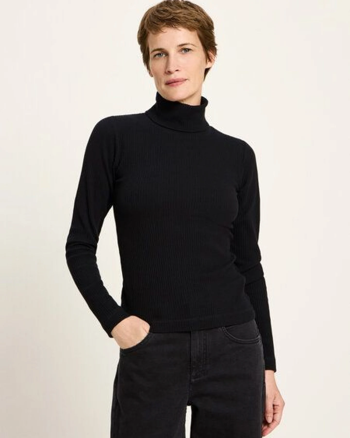 LANIUS Rollkragenshirt in Rippoptik – Ansicht 2