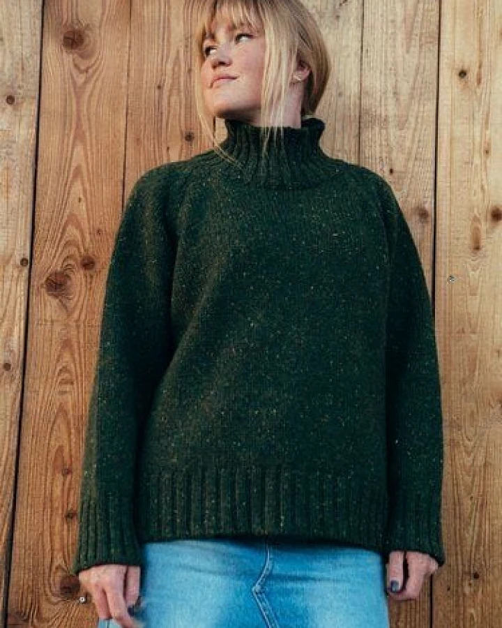Kopyto TAJRA - Damen Oversize Melange-Rollkragenpullover aus 100% Merinowolle
