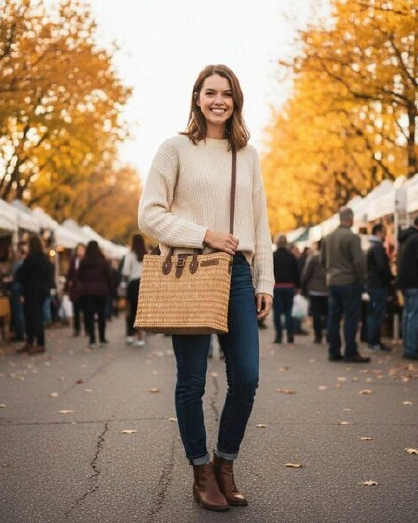 NATUREHOME Schultertasche mit abnehmbarem Schultergurt & Verschluß – Ansicht 3