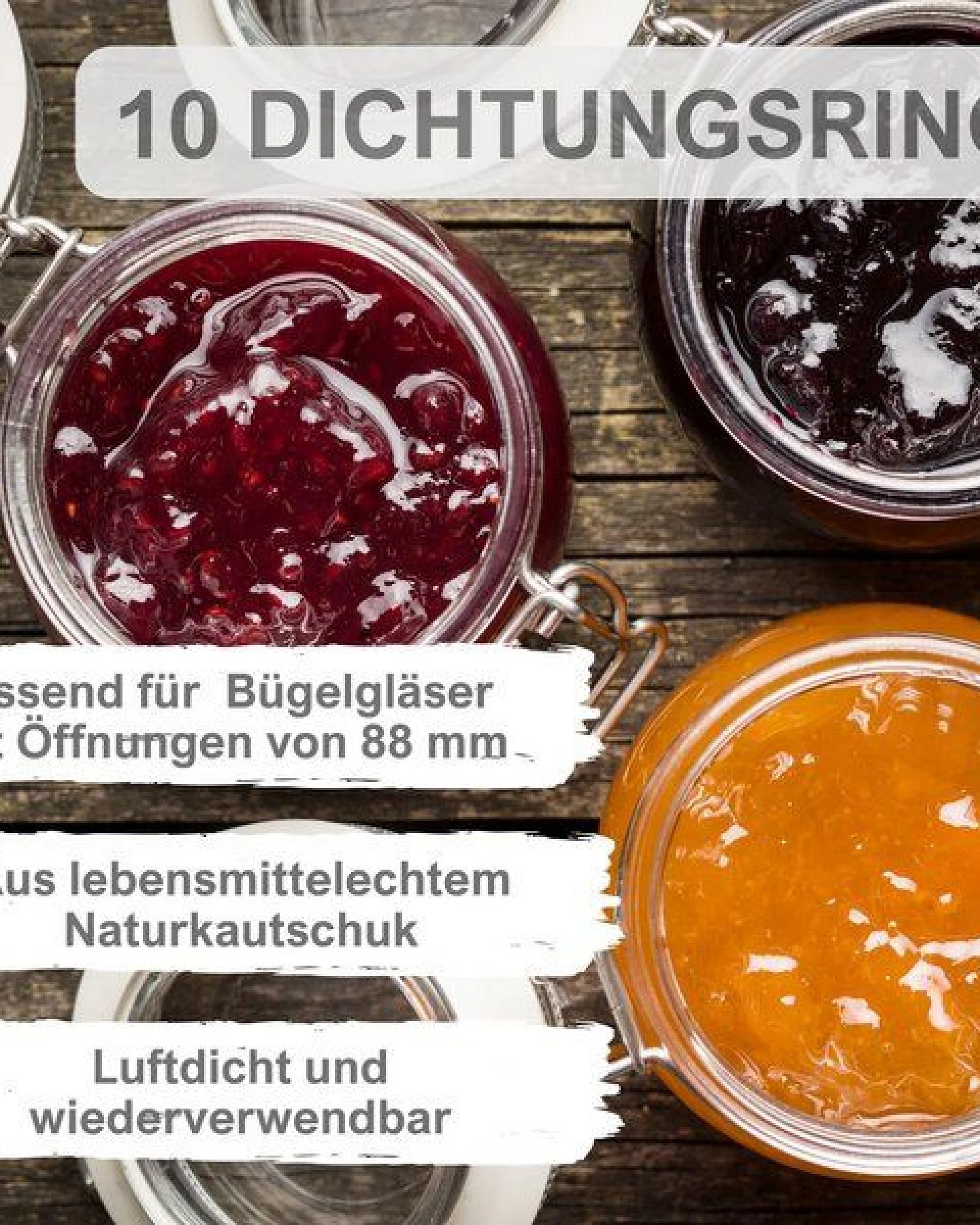 mikken 10 Einkochringe für Bügelverschlussgläser / WECK-Gläser aus Naturkautschuk – Ansicht 2