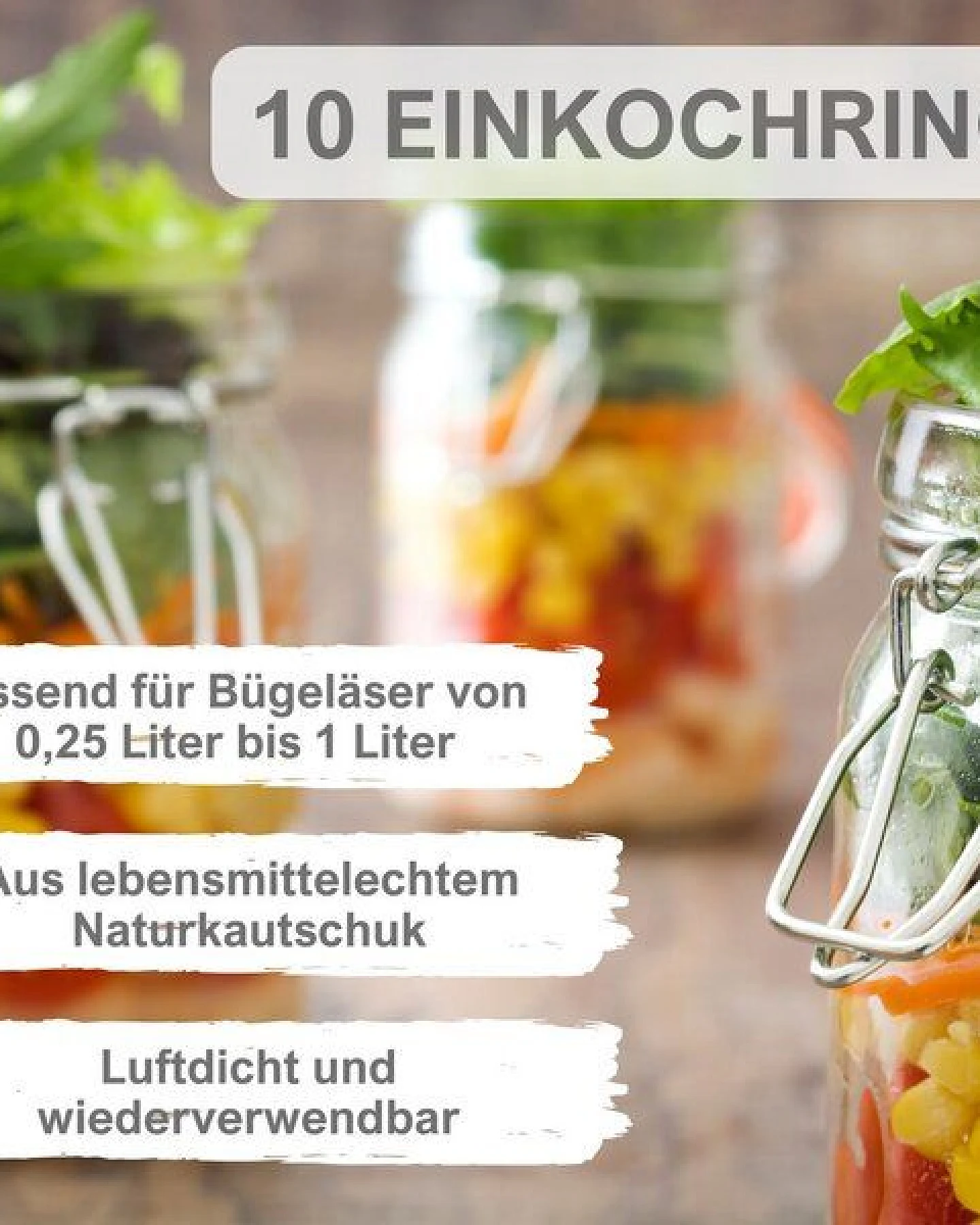 mikken 10 Einkochringe für Bügelverschlussgläser / WECK-Gläser aus Naturkautschuk – Ansicht 2