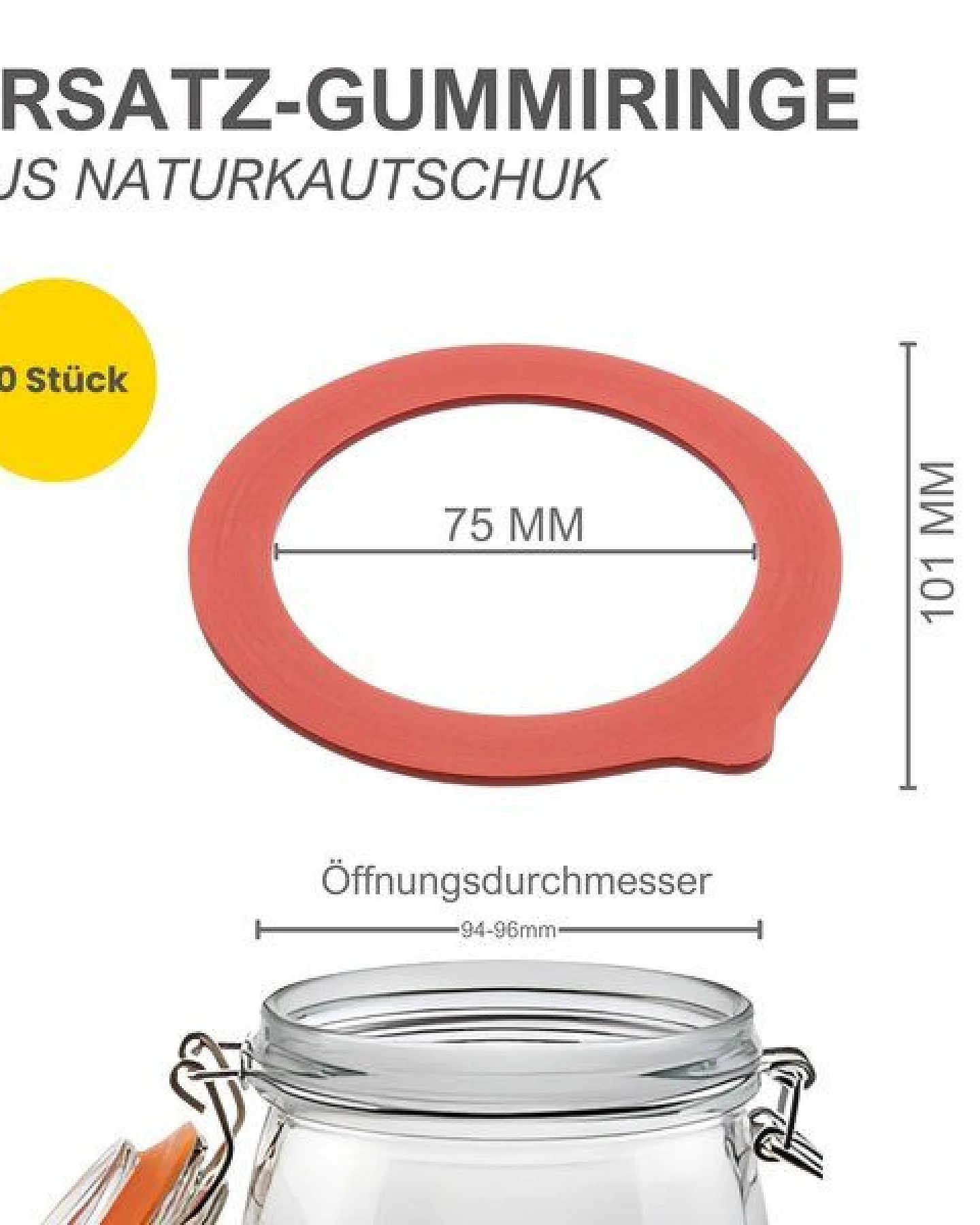 mikken 10 Einkochringe für Bügelverschlussgläser / WECK-Gläser aus Naturkautschuk – Ansicht 2