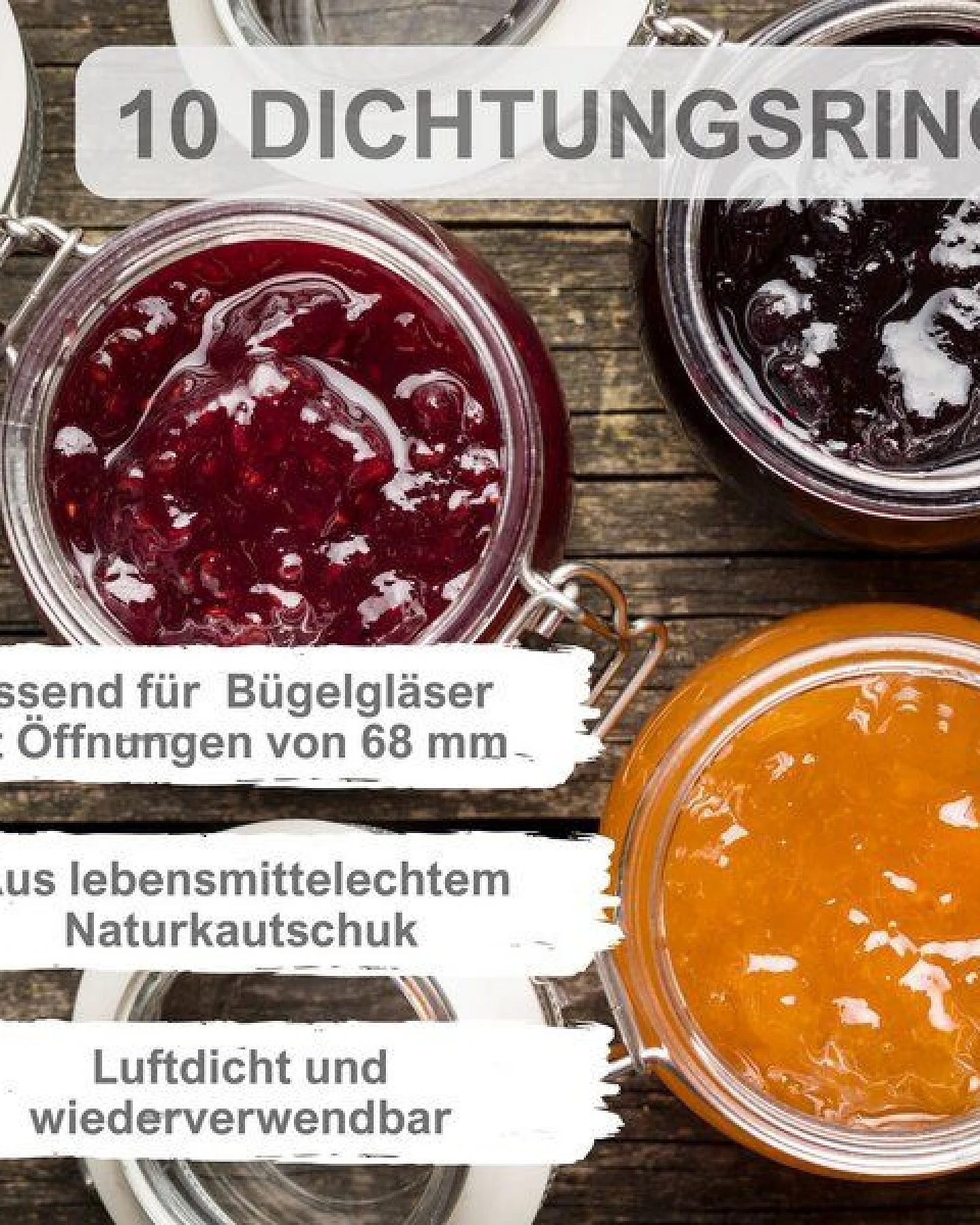 mikken 10 Einkochringe für Bügelverschlussgläser / WECK-Gläser aus Naturkautschuk – Ansicht 2
