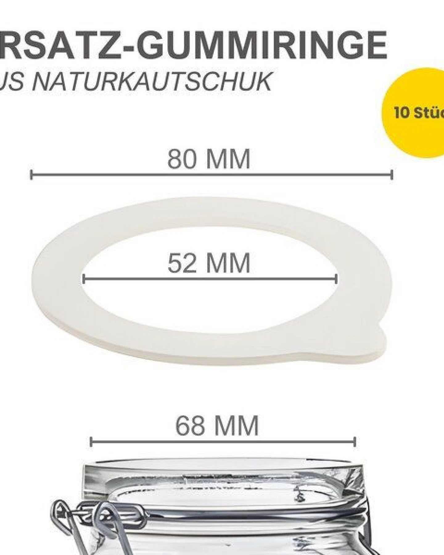 mikken 10 Einkochringe für Bügelverschlussgläser / WECK-Gläser aus Naturkautschuk – Ansicht 3