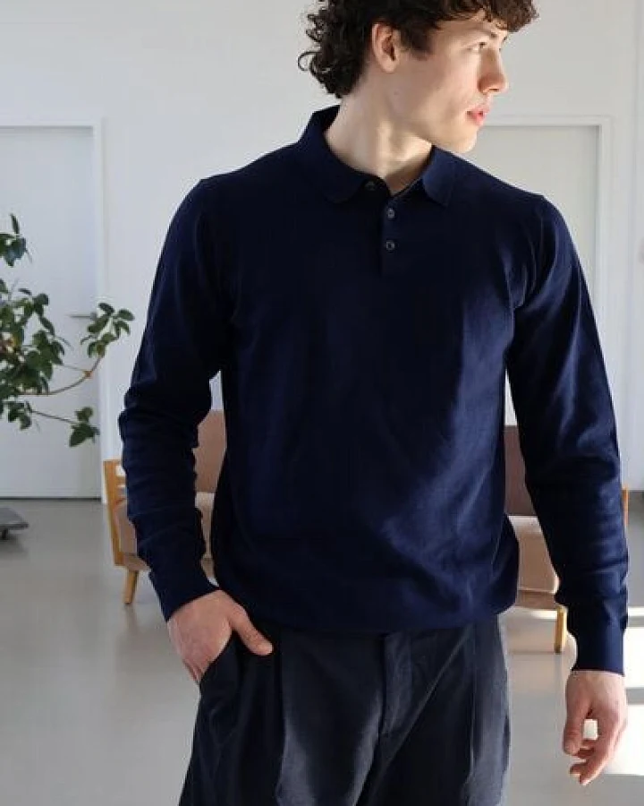 Kultgut Fühl dich wohl- Weicher Strickpullover mit geknöpftem Kragen /100% Biobaumwolle