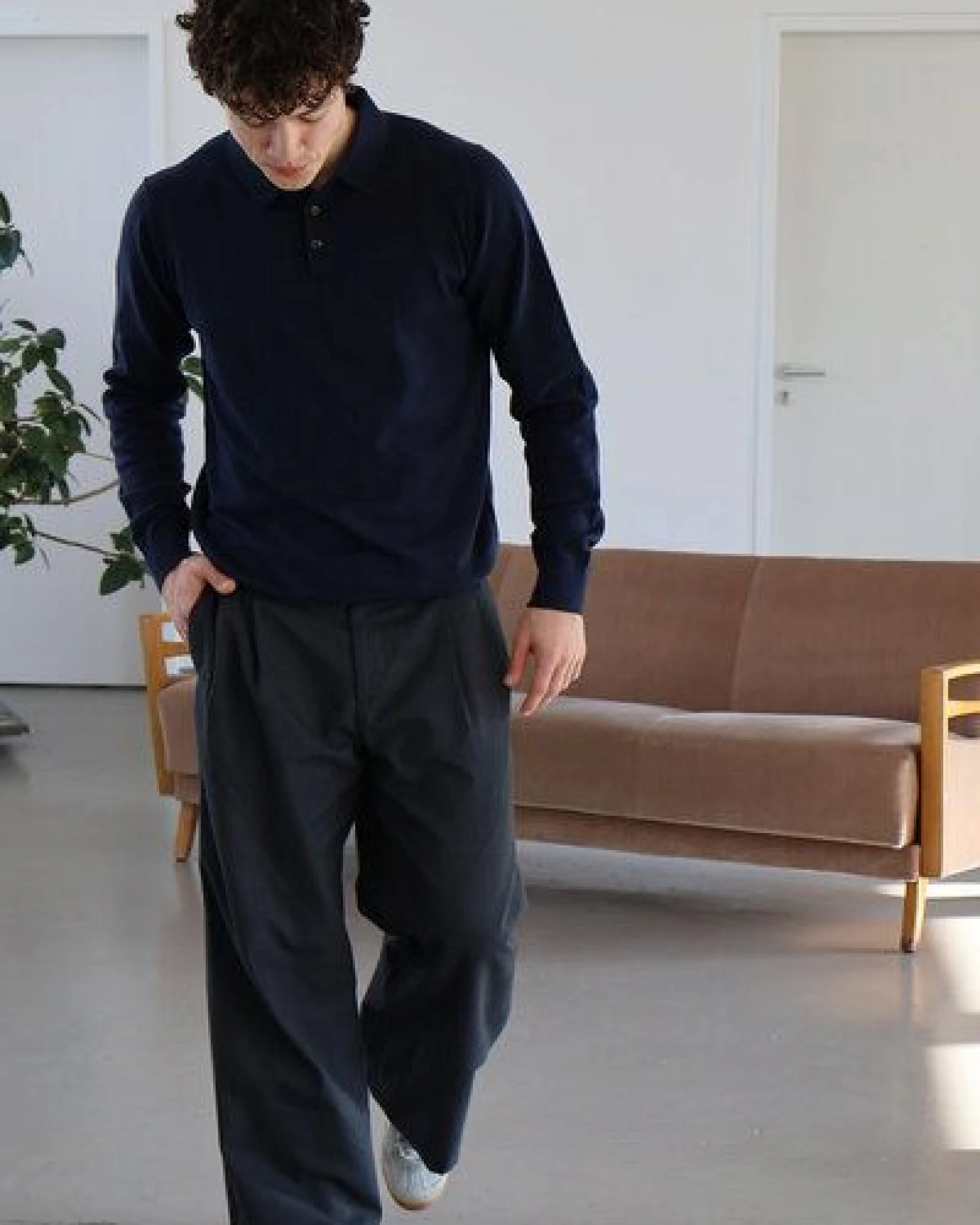 Kultgut Fühl dich wohl- Weicher Strickpullover mit geknöpftem Kragen /100% Biobaumwolle – Ansicht 3